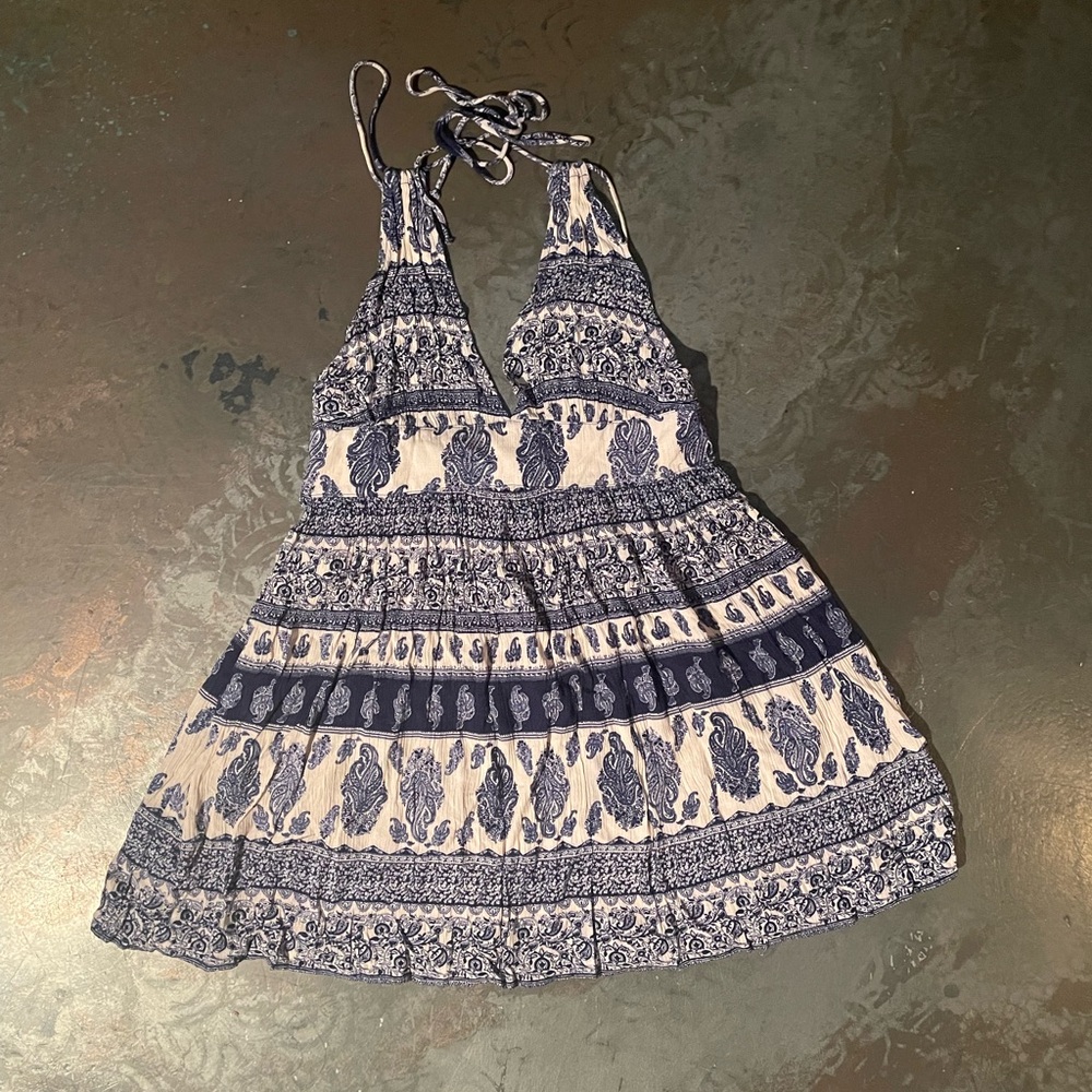 Aakaa Navy and White Paisley Dress/Top